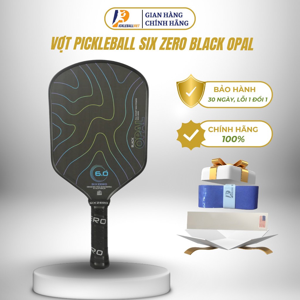 ✅ Vợt Pickleball Six Zero Black Opal 14mm Chính Hãng