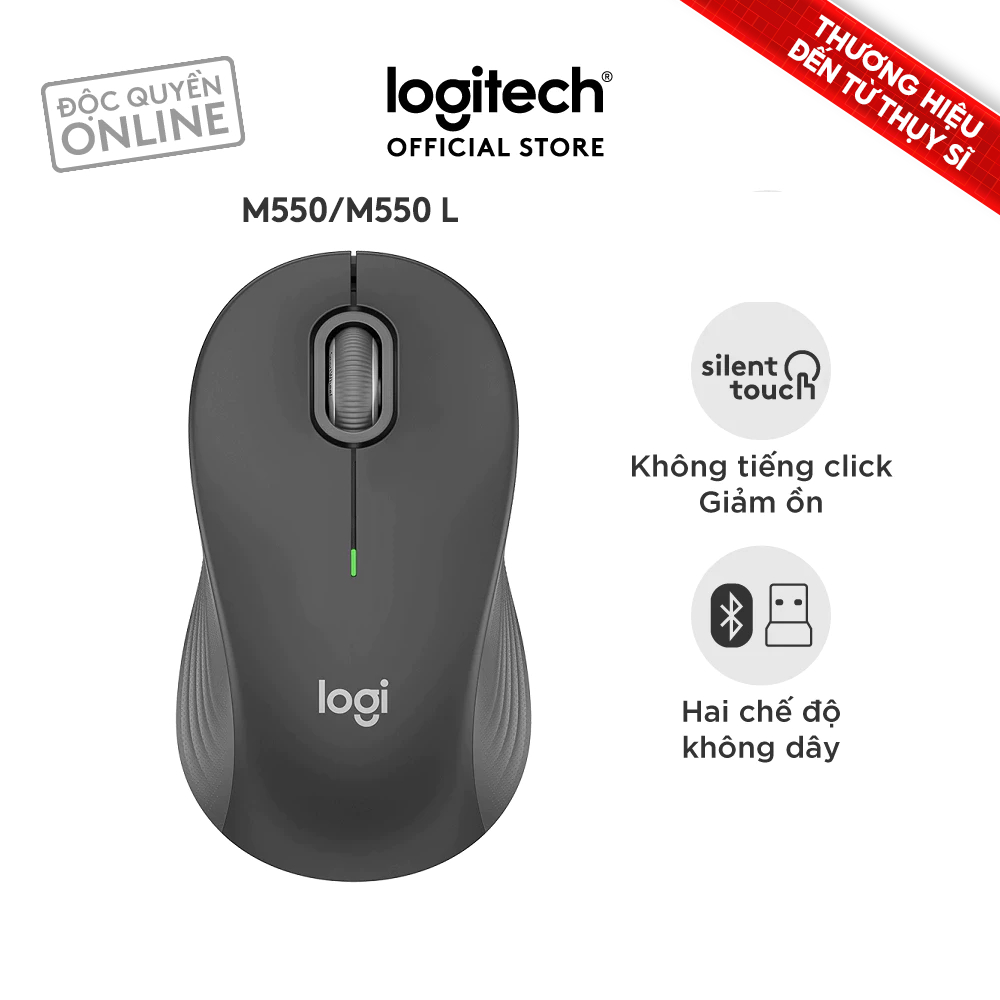 Chuột không dây Bluetooth Logitech M550 Signature - SmartWheel, giảm ồn, 4000DPI, Đa thiết bị