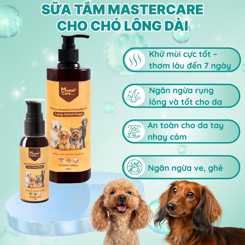Sữa Tắm Cho Chó Lông Dài – Dưỡng Lông Bóng Mượt, Hương Thơm Bền Lâu MasterCare