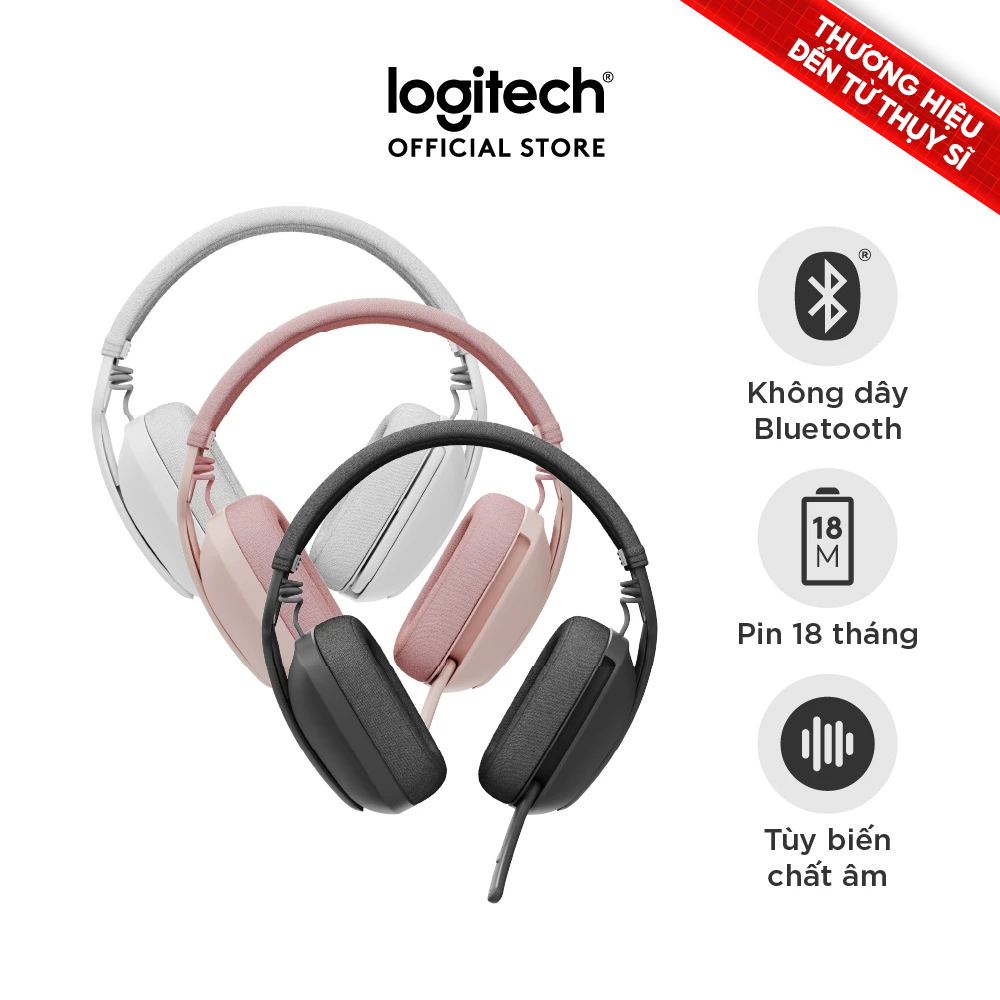 Tai nghe không dây Logitech Zone Vibe 100 - Nhẹ, micrô khử ồn, Bluetooth đa điểm, Google Meet, Zoom