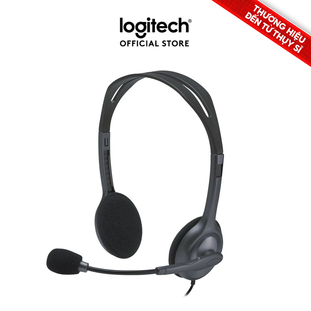 Tai nghe chụp tai Logitech H111 - 1 jack 3.5mm, Mic khử giảm tiếng ồn, âm thanh nổi