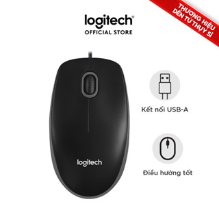 Chuột có dây Logitech B100 - Dây dài 1m8, thiết kế ôm tay, thuận cả 2 tay
