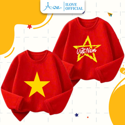 [HÀNG MỚI VỀ] AORE-Áo thun DÀI TAY Cờ Đỏ Sao Vàng Việt Nam, Áo phông Việt Nam mừng QUỐC KHÁNH cho bé chất cotton