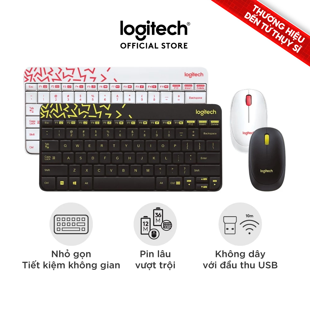 Combo chuột phím không dây Logitech MK240 - nhỏ gọn, 1 đầu thu USB, pin lâu
