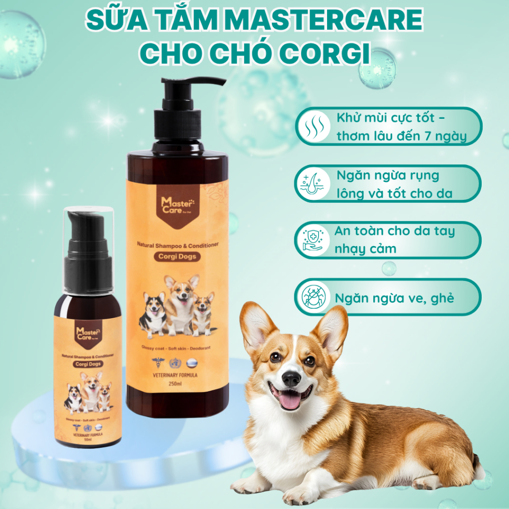 Sữa Tắm Cho Chó Corgi – Dưỡng Lông Bóng Mượt, Hương Thơm Bền Lâu MasterCare