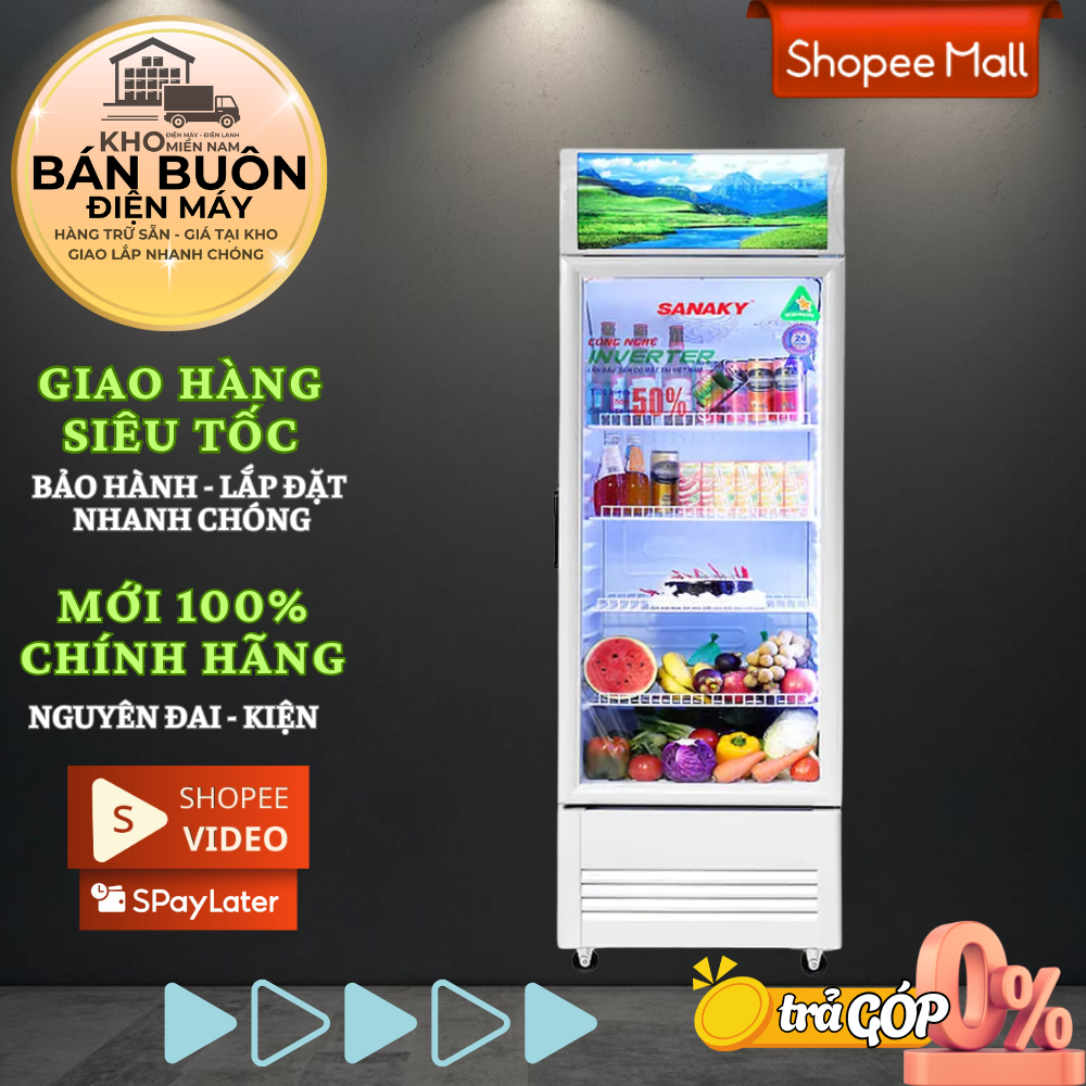Tủ mát Sanaky VH-5089K3 – 480L, 1 cánh kính, Inverter, không đọng tuyết | VH5089K3