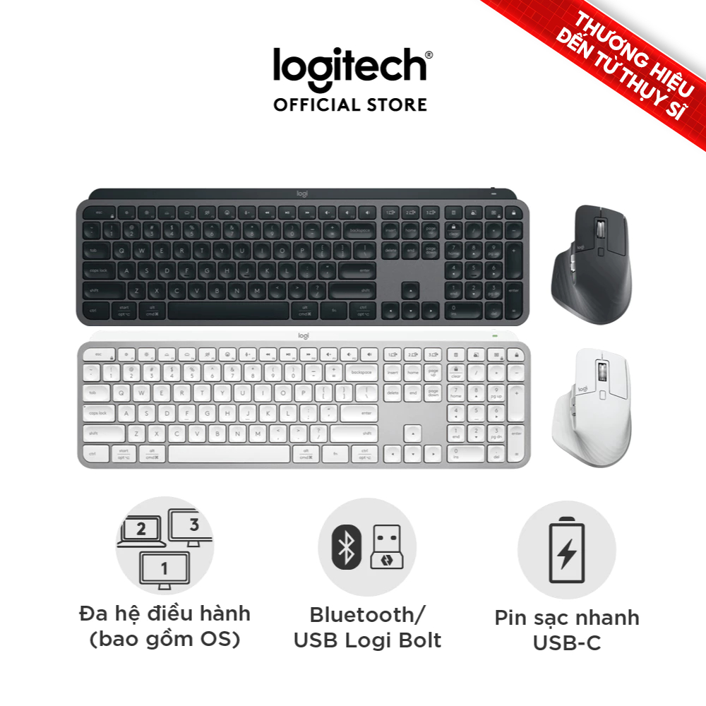 Combo Bàn phím không dây Bluetooth Logitech MX Keys S và Chuột không dây MX Master 3s