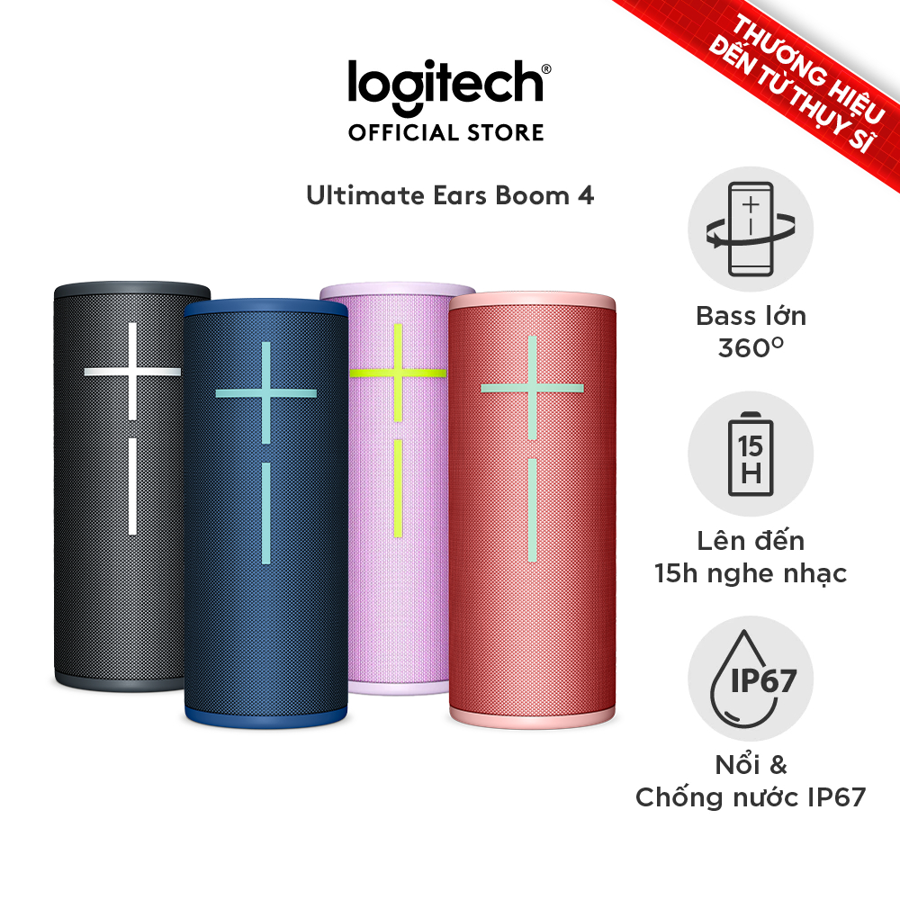 Loa Bluetooth di động Logitech Ultimate Ears Boom 4 - Bass lớn 360o, Kháng nước, Phạm vi 45m