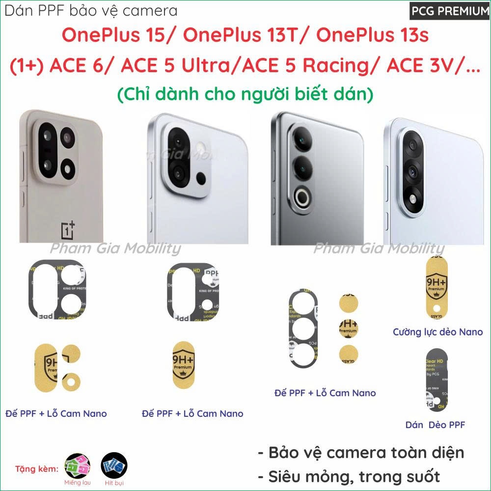 (Mua 1 tặng 1) Dán cường lực camera cho Oneplus (1+) 15T 15 13T 13s Ace 6 6T 5 Ultra Racing 3V Nord CE5 CE4 CE 5 8 Pro