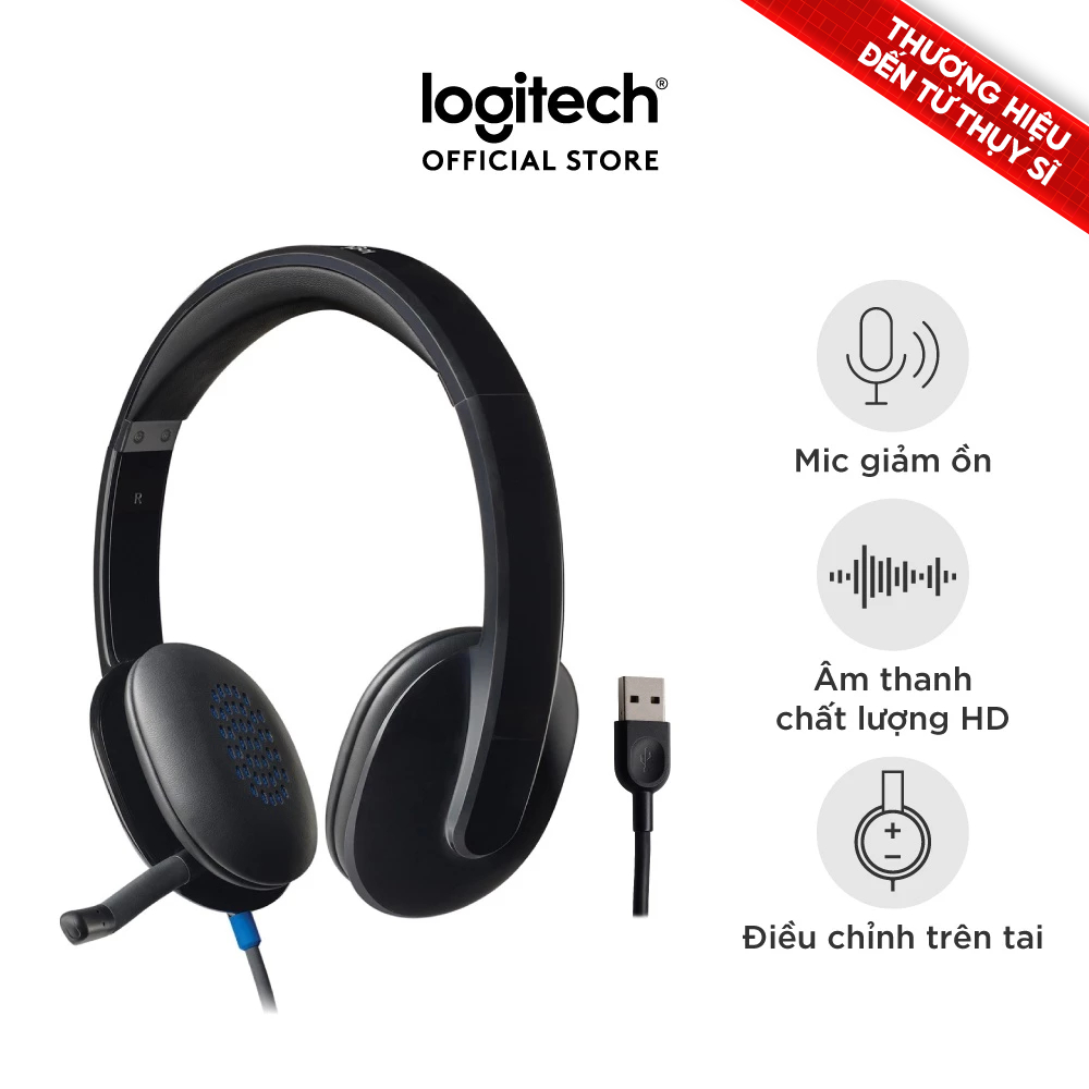 Tai nghe có dây Logitech H540 - Mic giảm ồn, điều khiển trên tai, kết nối USB-A