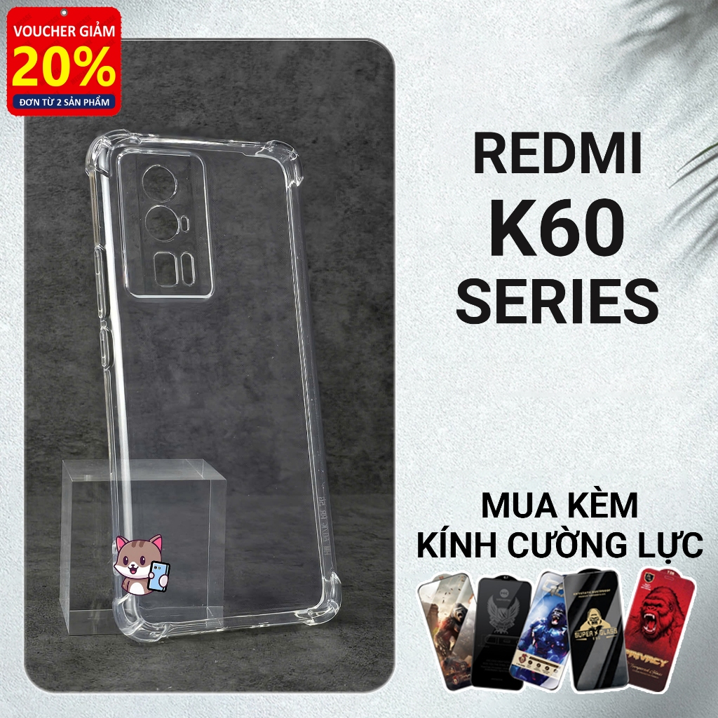 Ốp lưng Redmi K60, K60 Ultra, K60 Pro 5G chống sốc, viền vuông Cowcase | Vỏ điện thoại Xiaomi bảo vệ
