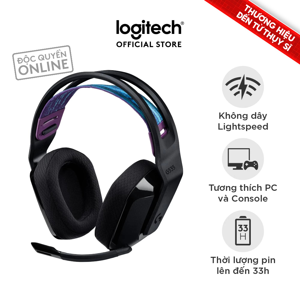 Tai nghe gaming không dây Lightspeed Logitech G535 - Nhẹ, âm thanh nổi PC, PS4, PS5