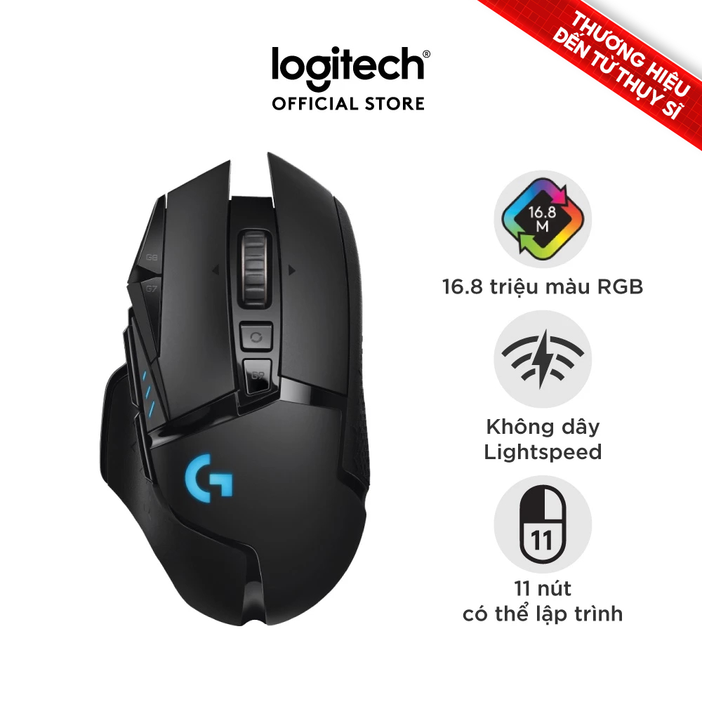 Chuột gaming không dây Logitech G502 LIGHTSPEED - RGB, 11 nút lập trình