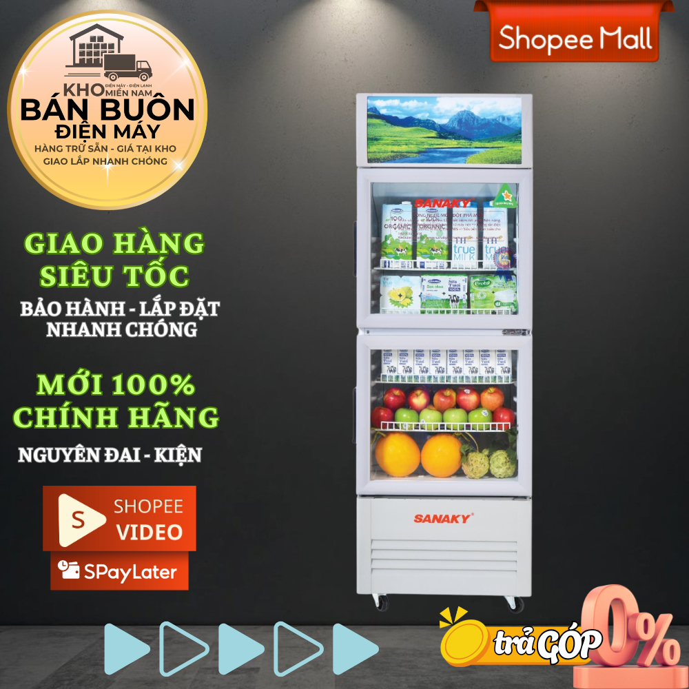 Tủ mát Sanaky VH-408WL – 400L, 2 cánh kính, gas R600A, chống đọng sương | VH408WL