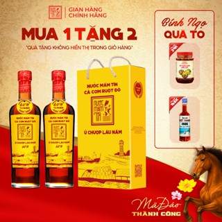   Tặng Kiết Thành và Sốt muối chấm  HỘP 2 CHAI Nước Mắm Tĩn CÁ CƠM RUỘT ĐỎ 60N 500ml Chai Thuỷ Tinh Nước Mắm Truyền Thống 