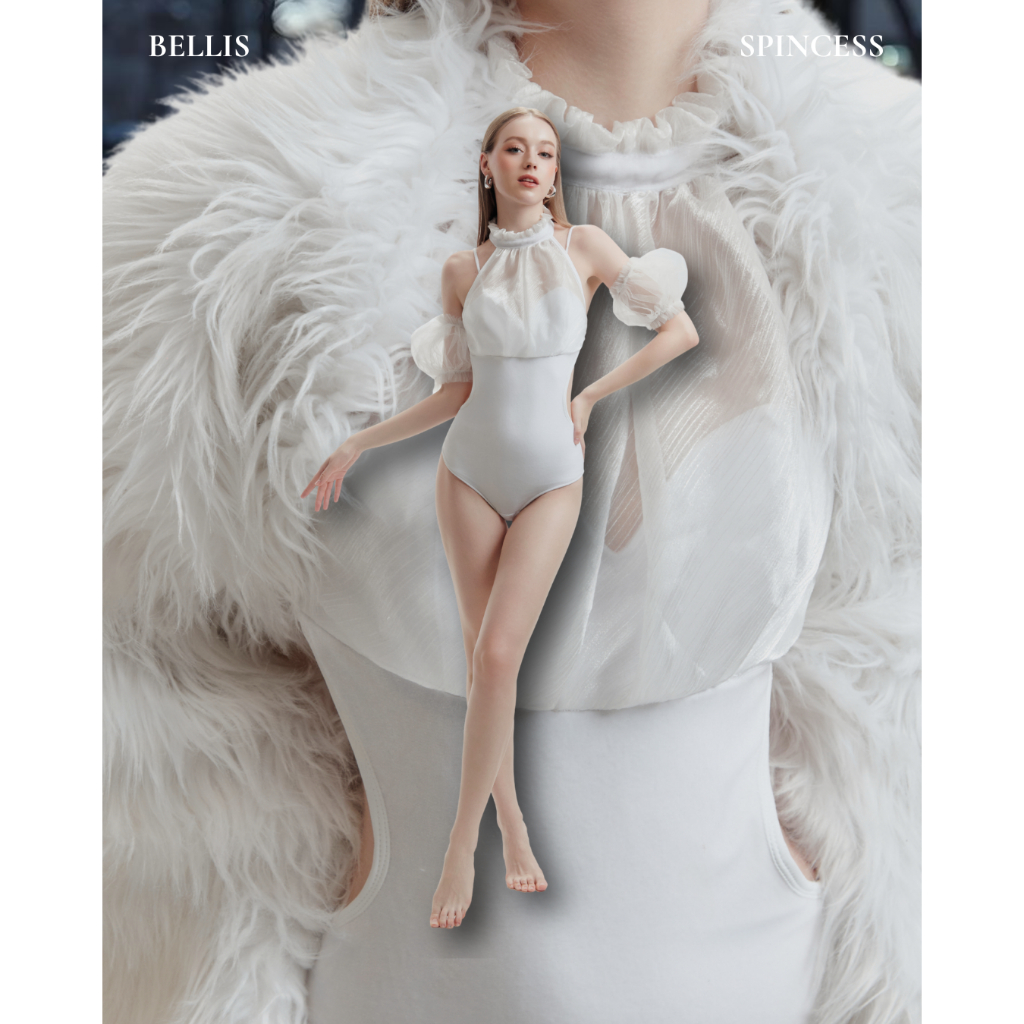 Bellis (Trắng) Pole Dance Outfit – Set Múa Cột Cao Cấp, Bodysuit Elegant, Ballet Barre Aerial | Spin