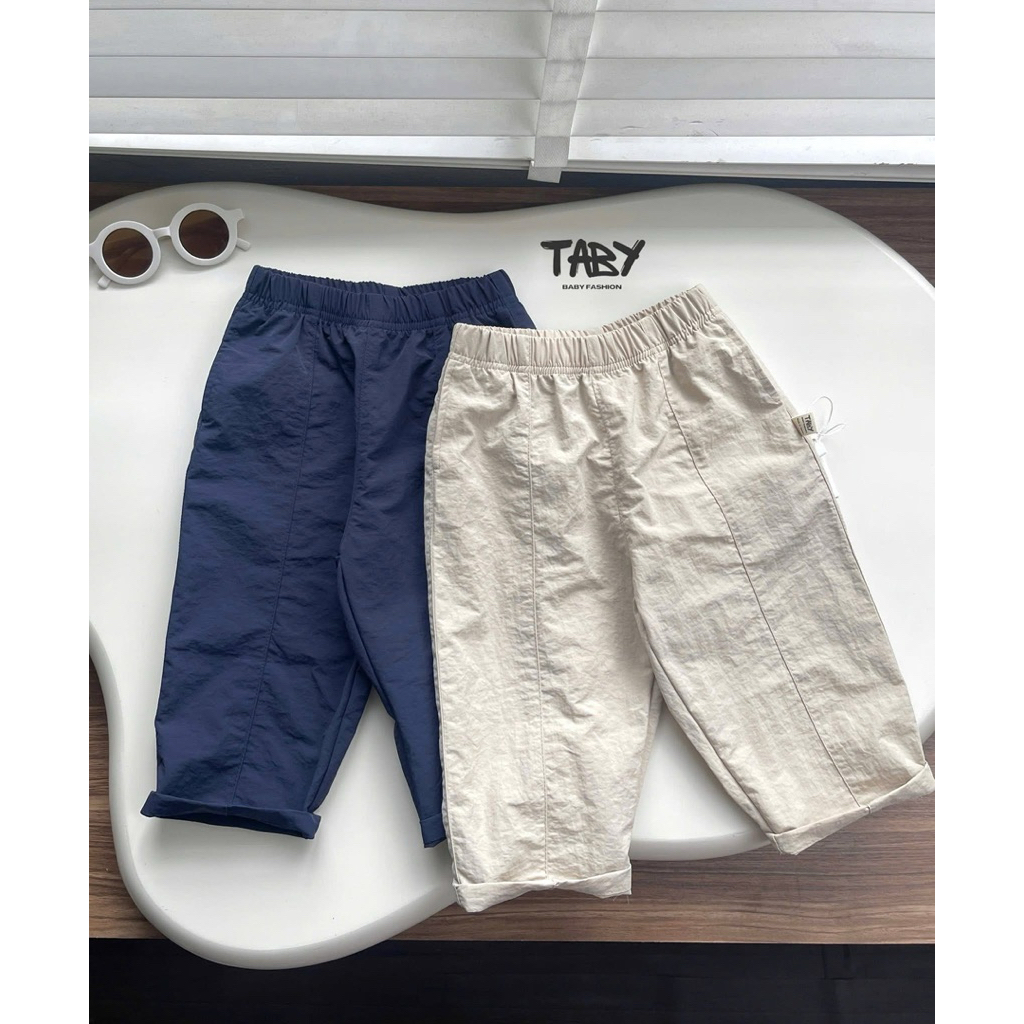 Quần gió nhăn dài basic Taby Kids, thiết kế gió mềm mại thoáng khí cho bé trai bé gái 8-27kg