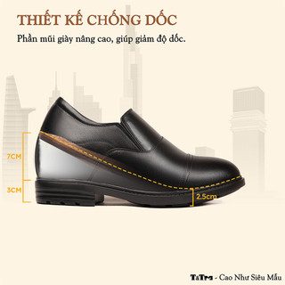 [10CM] Giày Nam Đế Cao T&Tra T93 Đen - Ít Dốc Mang Thoải Mái Hơn