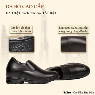 [10CM] Giày Nam Đế Cao T&Tra T93 Đen - Ít Dốc Mang Thoải Mái Hơn