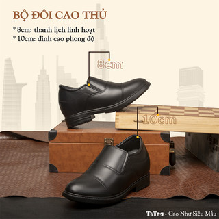 [10CM] Giày Nam Đế Cao T&Tra T93 Đen - Ít Dốc Mang Thoải Mái Hơn