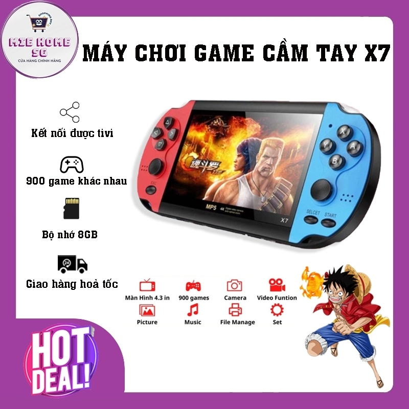 Máy chơi game cầm tay X7 gồm 900 trò, màn hình 4.3 inch , nghe nhạc, xem phim, đọc sách