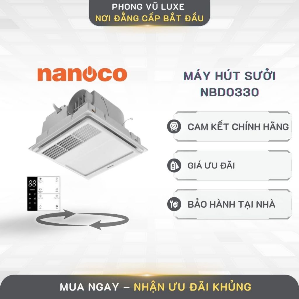 Quạt hút sưởi Nanoco NBD0330 - Đa năng, nhỏ gọn, tiết kiệm điện