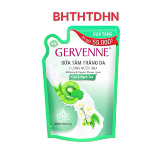  Sữa Tắm  Trắng Da  GERVENNE Túi 450g hương KiWi Bạch Trà 