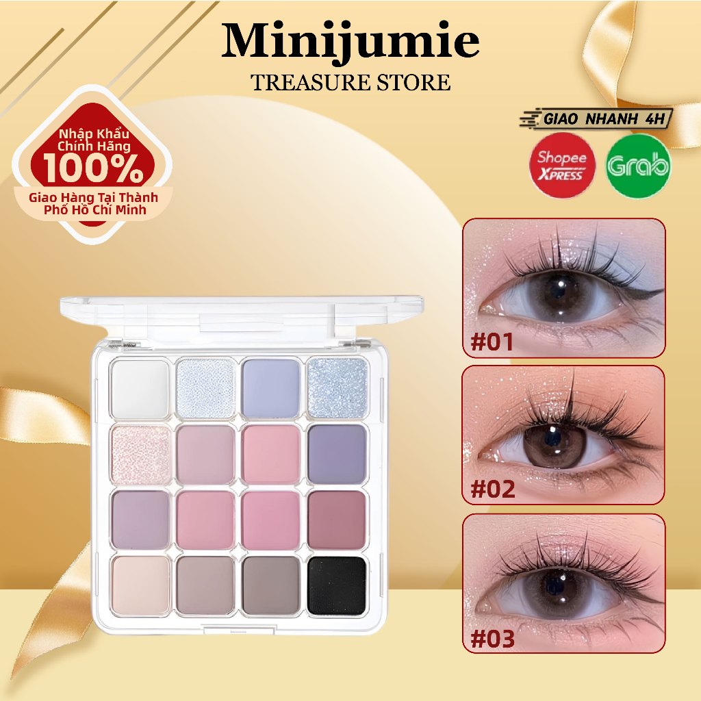 ErshiQi 16 Màu Phấn Mắt Ngọc Trai Mờ Sequins Flash Phấn Mắt Bảng Matte Pearl Không Bay Phấn Mắt Tran