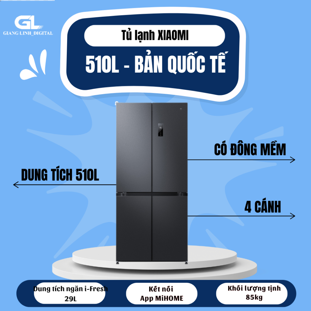 Tủ lạnh 4 cánh Xiaomi Mijia AI 510L – Bản Quốc tế