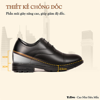 [8CM] Giày Nam Đế Cao T&Tra T86 Đen - Ít Dốc Mang Thoải Mái Hơn