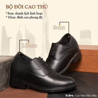 [8CM] Giày Nam Đế Cao T&Tra T86 Đen - Ít Dốc Mang Thoải Mái Hơn