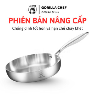  Chảo inox nguyên khối 5 lớp inox 304 không phủ chống dính Gorilla Chef an toàn cho sức khỏe 