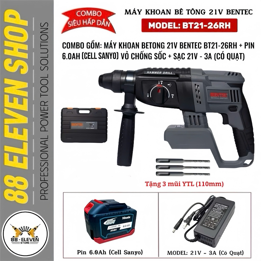 Máy Khoan Bê Tông 21V Bentec BT21-26RH