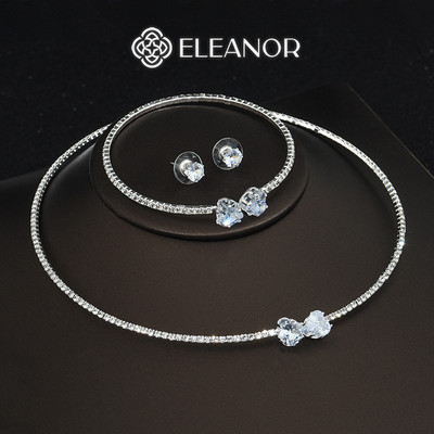 Dây chuyền bông tai lắc tay nữ Eleanor Accessories bộ trang sức đính đá phụ kiện trang sức 10932