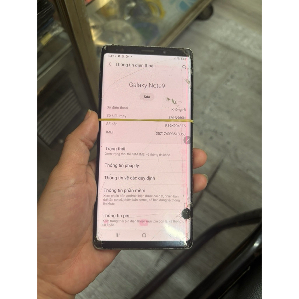 bán xác điện thoại samsung note 9 hư màn chữa cháy như hình