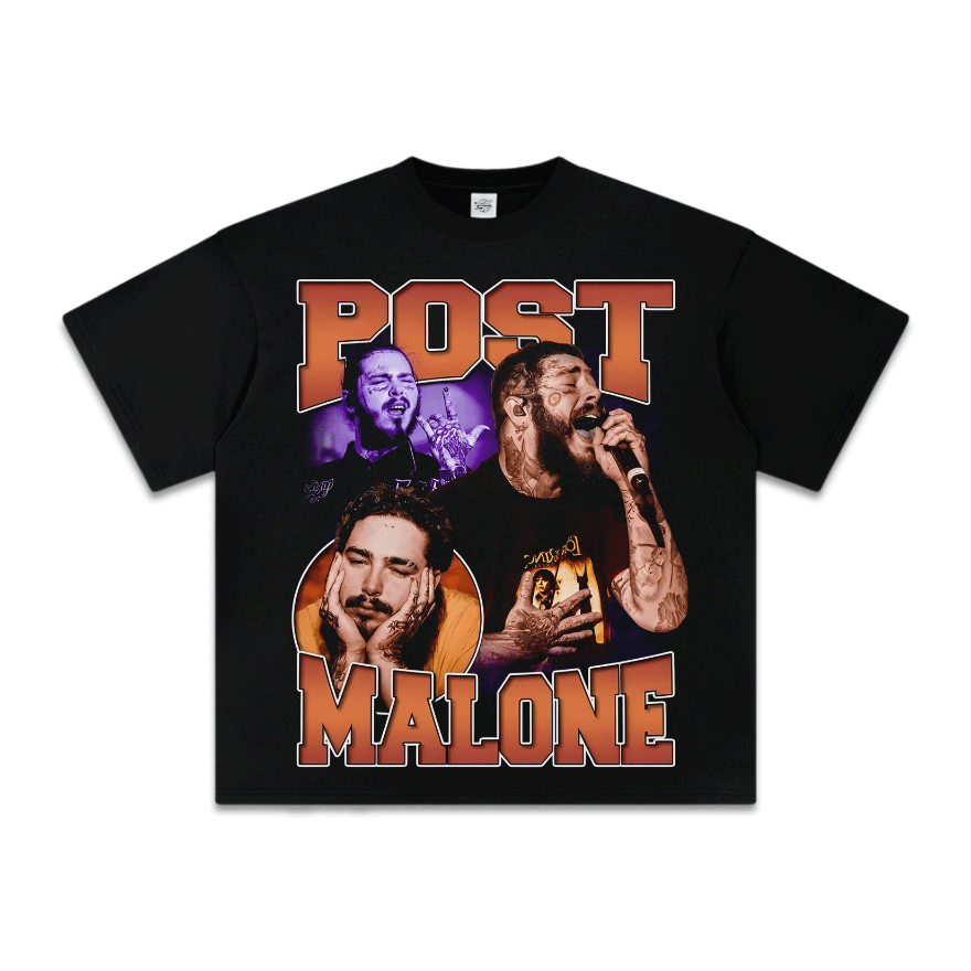 Áo Thun Post Malone Unisex Oversize, Áo Phông Rapper Hiphop Streetwear, Áo Form Rộng 100% Cotton