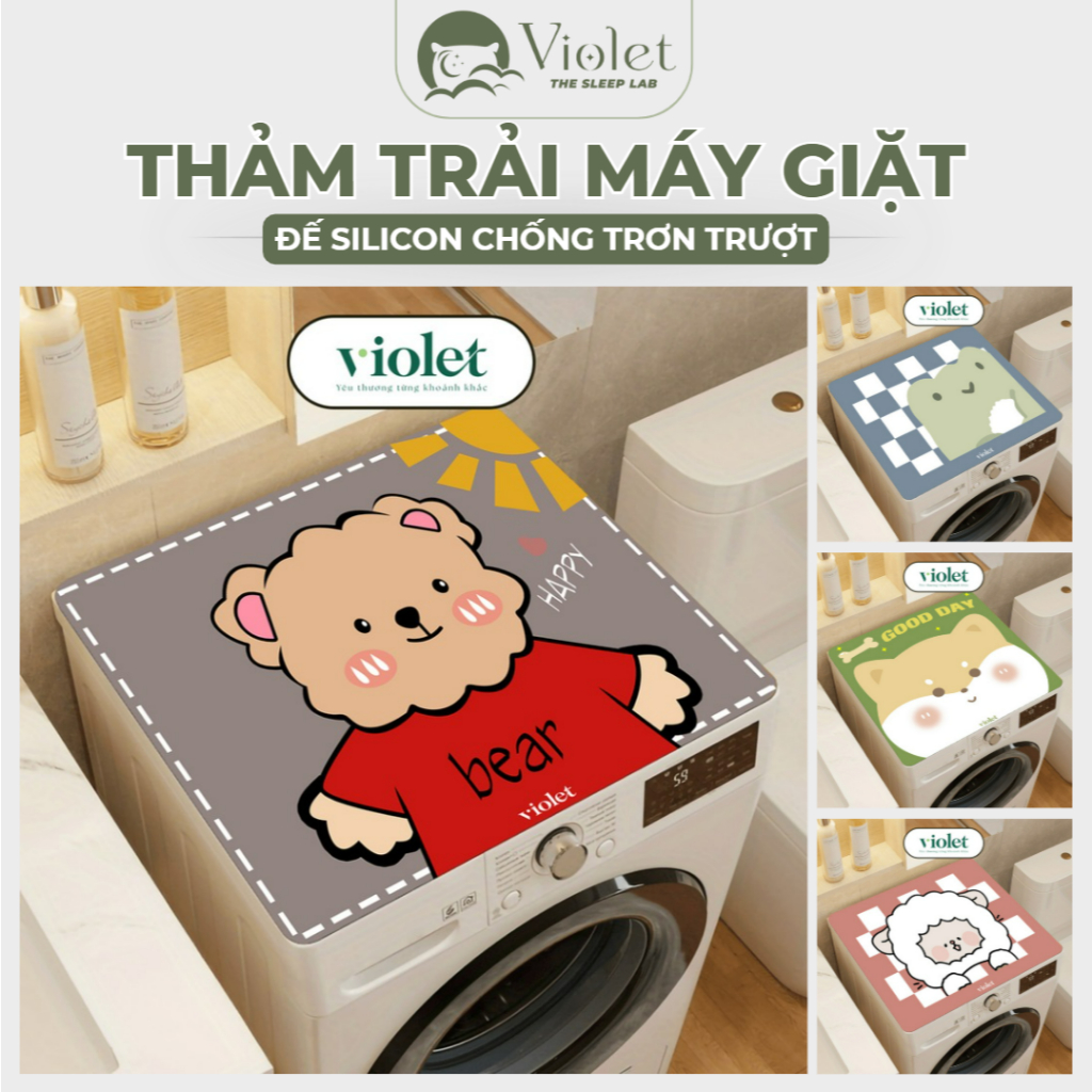 Thảm Lót Máy Giặt Silicon Chống Trượt Hình Thú Dễ Thương Violet Home