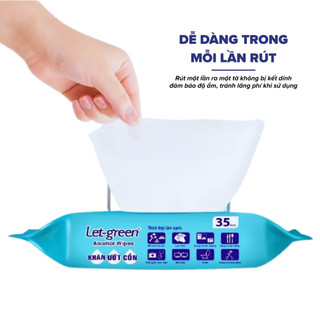 Khăn Ướt Cồn Let-Green Gói 50 Miếng Cồn 75 Độ Diệt Khuẩn 99.9%, Vệ Sinh Nấm Mốc Tủ Quần Áo Giày Dép Hiệu Quả Mùa Ẩm
