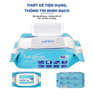 Khăn Ướt Cồn Let-Green Gói 50 Miếng Cồn 75 Độ Diệt Khuẩn 99.9%, Vệ Sinh Nấm Mốc Tủ Quần Áo Giày Dép Hiệu Quả Mùa Ẩm