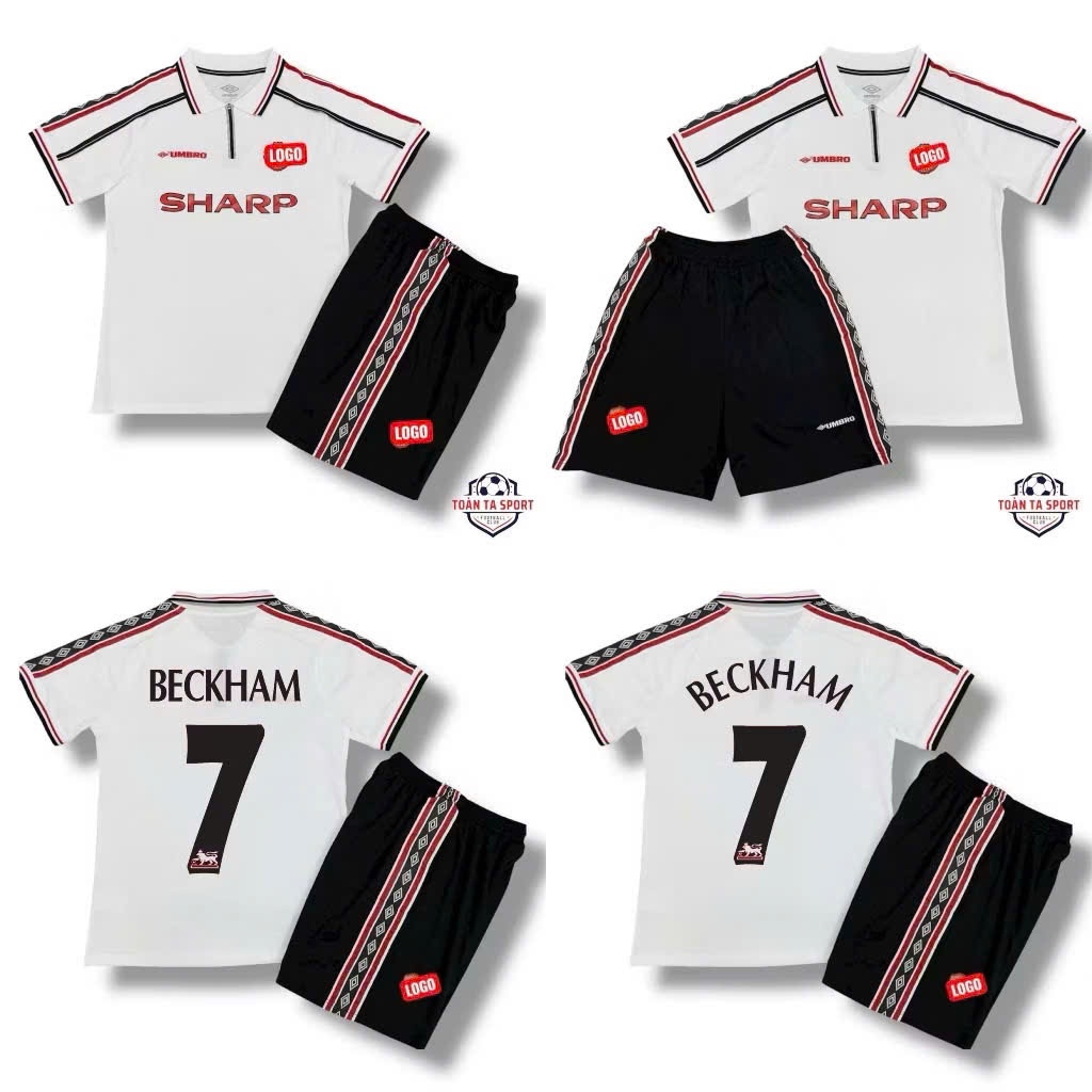 Bộ Quần Áo Bóng Đá CLB Manchester United Retro 1999, Áo Đá Banh MU 1999 - Vải Gai Thái Cao Cấp.