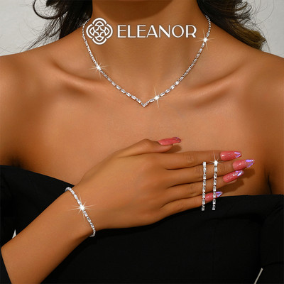 Dây chuyền bông tai lắc tay nữ Eleanor Accessories bộ trang sức đính đá phụ kiện trang sức 10838