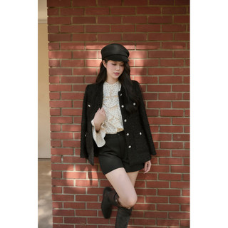  Soie Jacket Tweed - Áo khoác dạ tweed đen DTM 