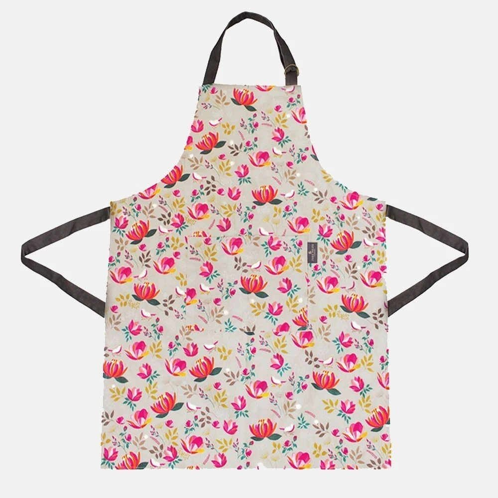 SARA MILLER 100% Cotton ,PEONY Apron/Pocket/Adjustable Strap New W/Box