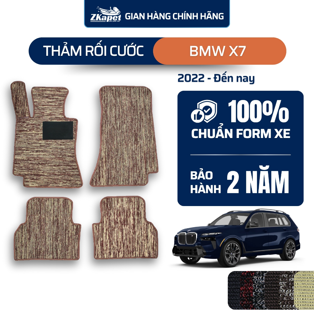 Thảm lót sàn rối cước ô tô BMW X7 2022 - Đến nay ZKAPET (7 chỗ)