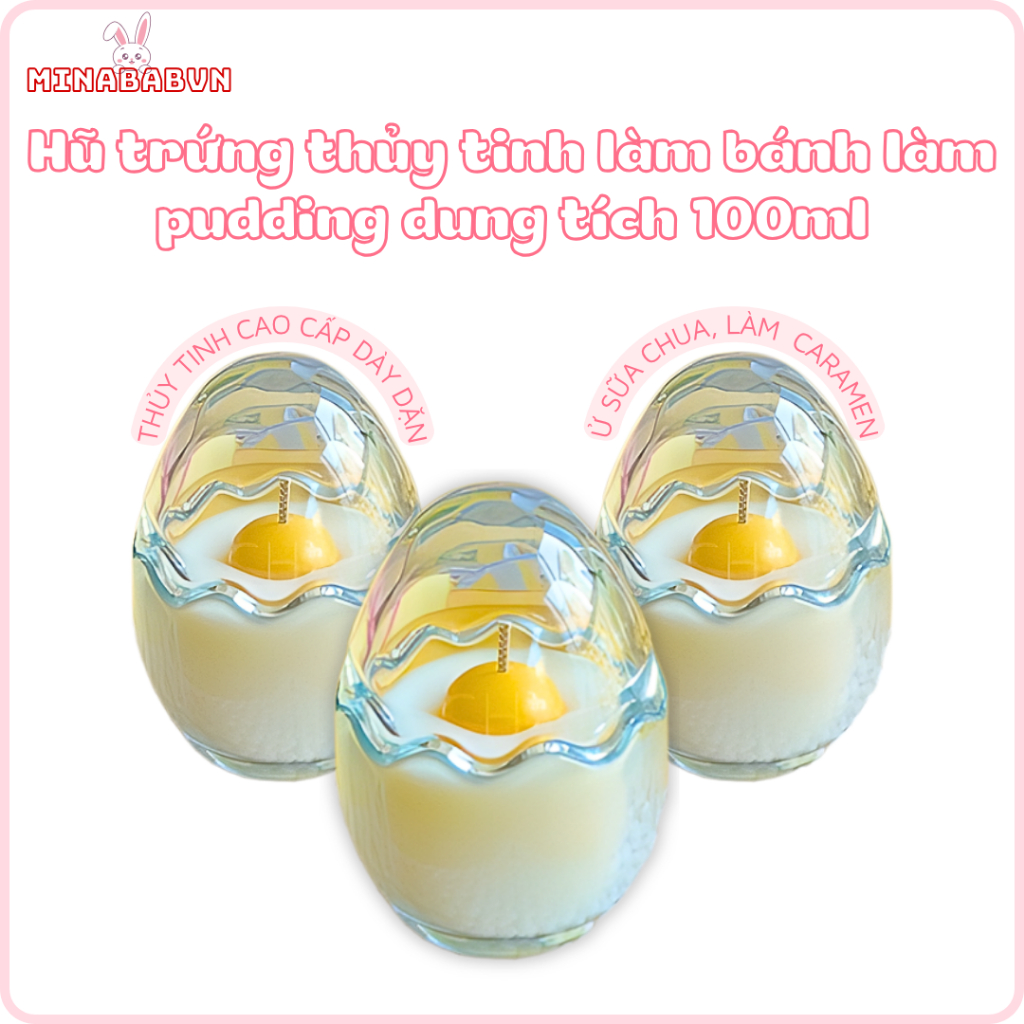 Hũ thủy tinh làm bánh làm pudding dung tích 100ml , Hũ trứng thủy tinh cho bé hình trứng