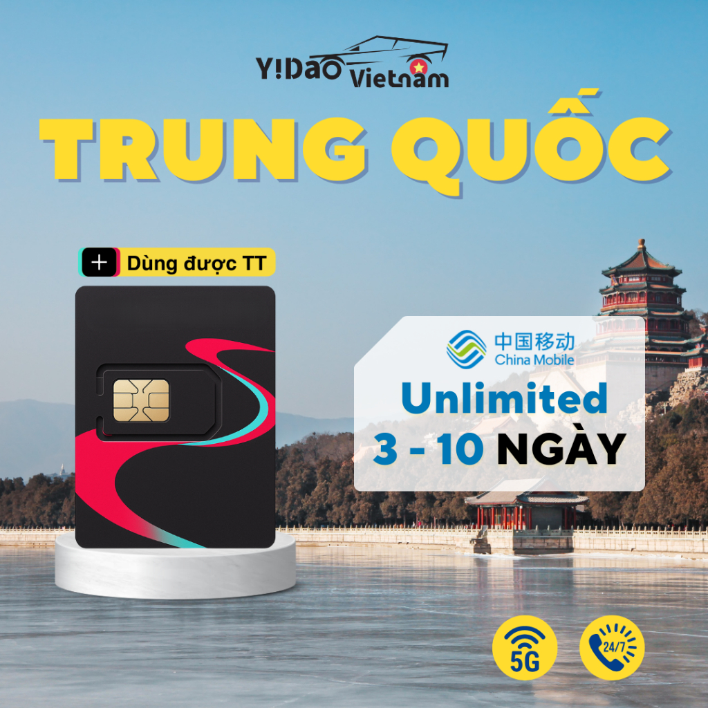SIM Trung Quốc 4G China Mobile Data Không Giới Hạn, SIM Du Lịch Trung Quốc Dùng Được Ứng Dụng TT