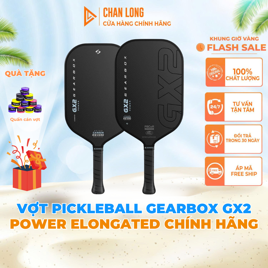 Vợt Pickleball Gearbox GX2 Power Elongated - Hybird Chính Hãng – Sức Mạnh Tối Đa, Tầm Vươn Rộng, Kiể