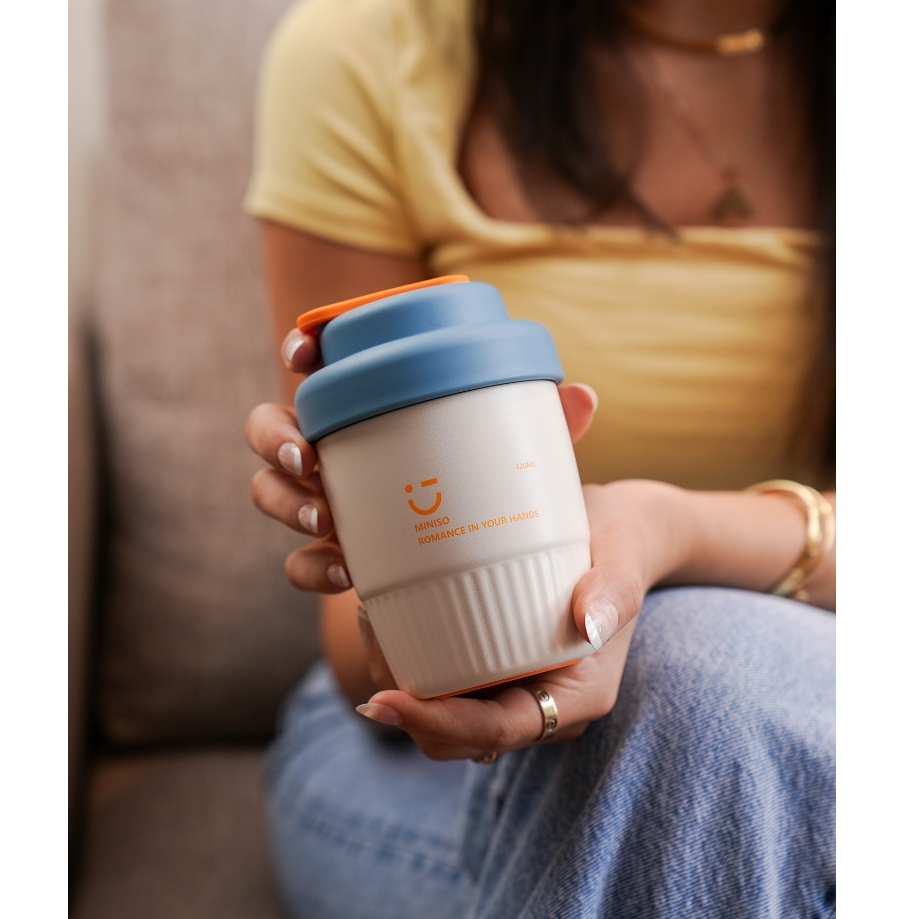 Ly Cốc Coffee Giữ Nhiệt Có Nắp Miniso Romance 420ml