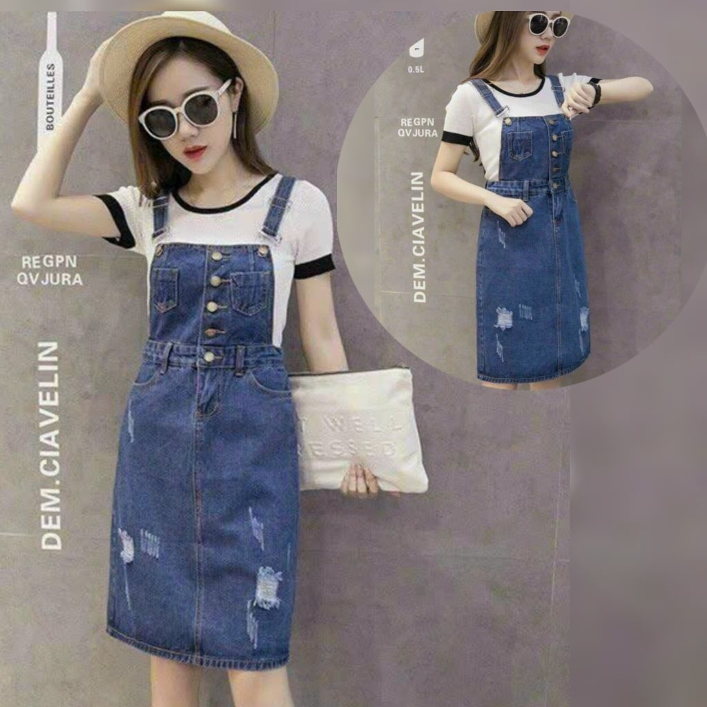 Đầm yếm jean đầm bò jean