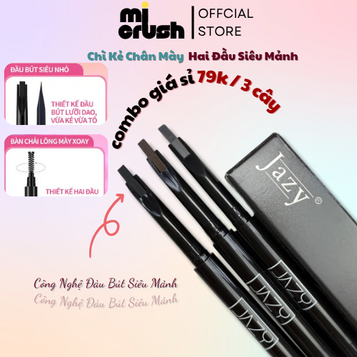 [79k 3 cây] Chì Kẻ Mày Jazy Chì Mày  Hai Đầu Siêu Mảnh- Mi Crush VN - Chì Kẻ Lông Mày Không Thấm Nướ